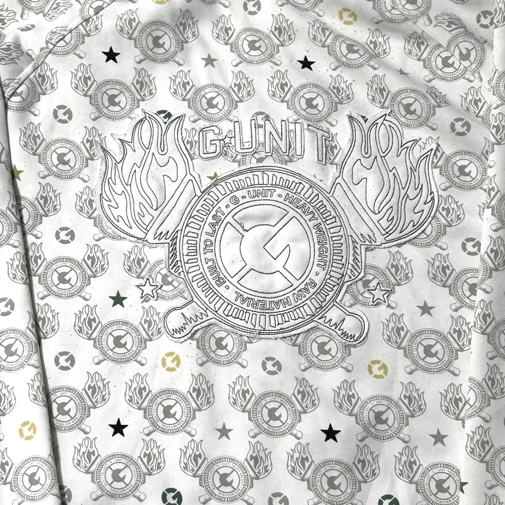 Vintage G-Unit Full Zip Track Jacket White All Over Print Logo Mens L 50 Cent - Picture 4 of 9